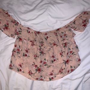 American Eagle Off Shoulder Floral Crop Top